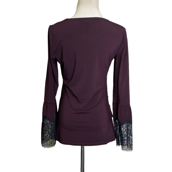 KOBI Aubergine/Black Miley Long Sleeve Blouse size Small - Picture 3 of 15